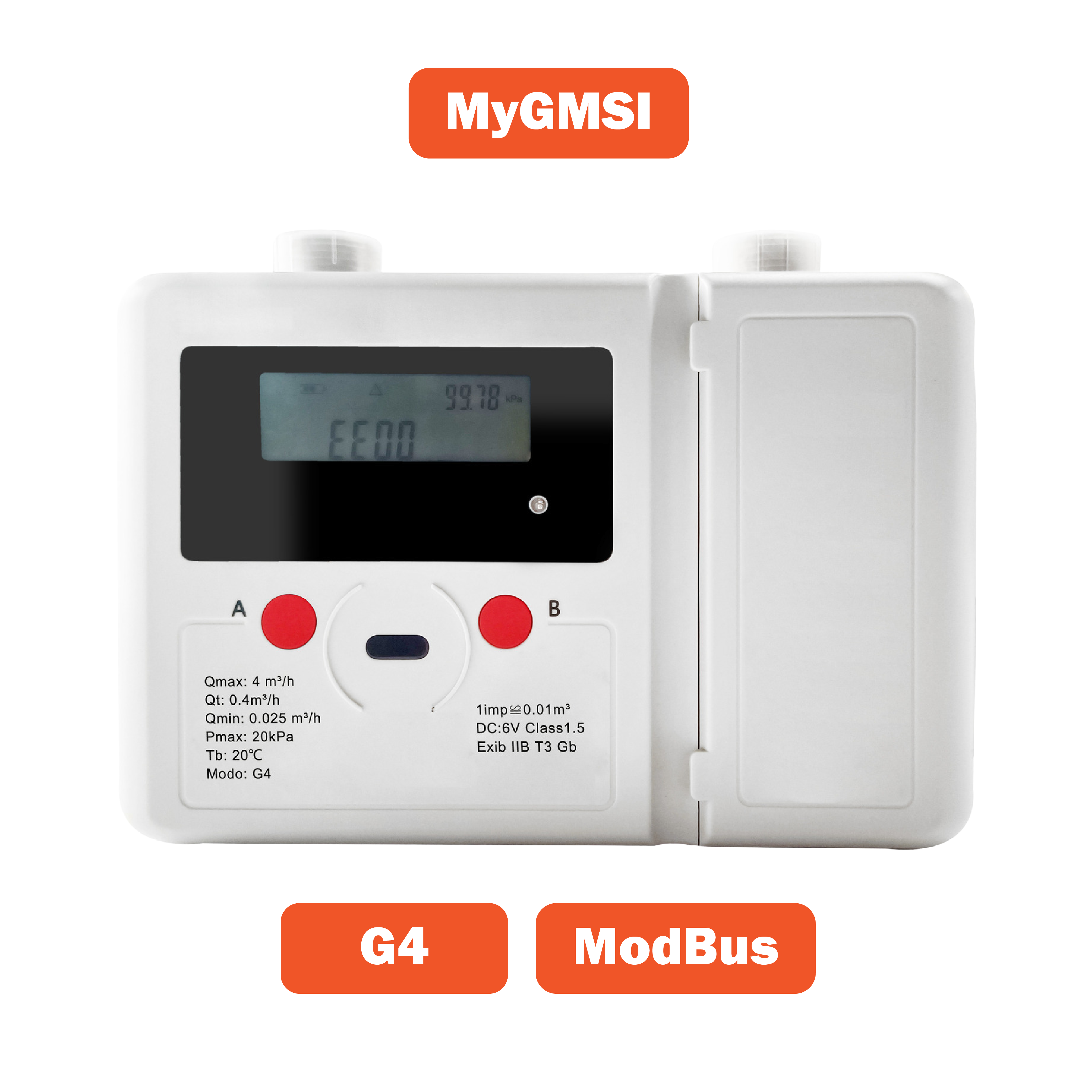 Gas meter a membrana MyGMSI-G4 con valvola di blocco e interfaccia ModBus